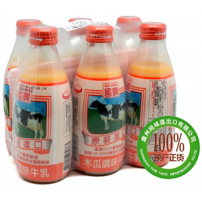 国农木瓜味牛乳饮品 240ml*24瓶/组