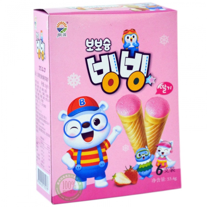 九日牌欧巴熊冰淇淋形草莓饼干53.4g(8.9g*6)*20盒/件