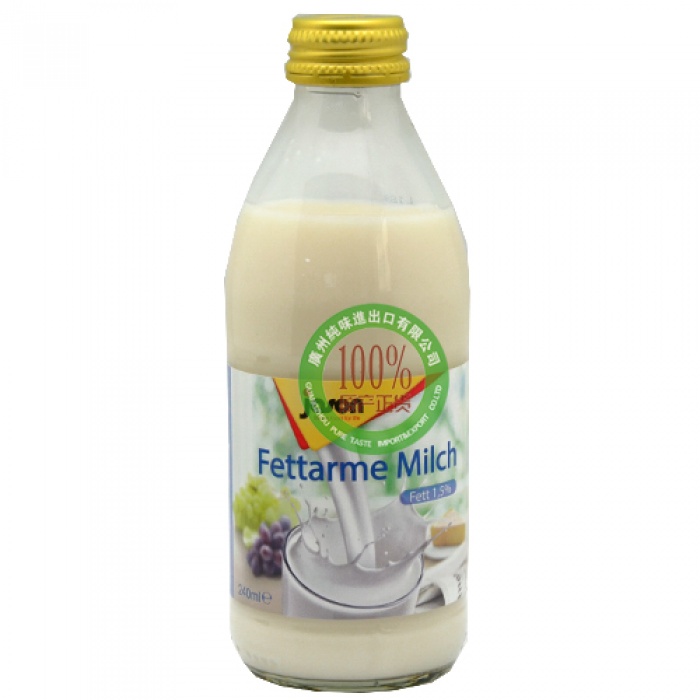 捷森低脂牛奶240ml*20瓶/件