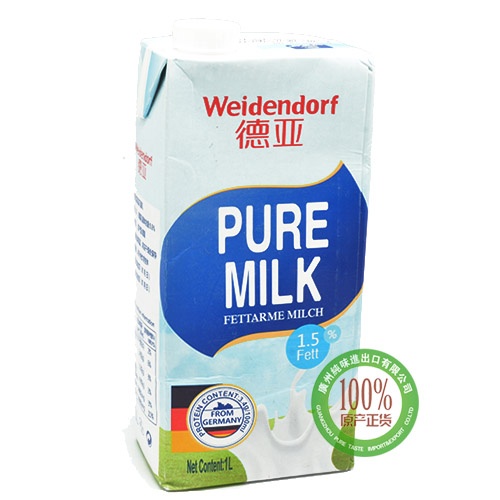 德亚低脂牛奶1L*12盒/件