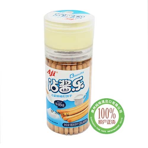 Aji沾酱乐沾酱棒棒形饼干（牛奶味）180g(饼干135g，酱45g）*24罐/件