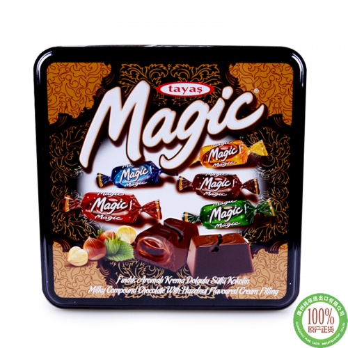 tayas牌Magic榛子味夹心代可可脂巧克力（黑罐）700g*8盒/件