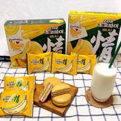 好丽友香蕉巧克力情派444g*8盒/件