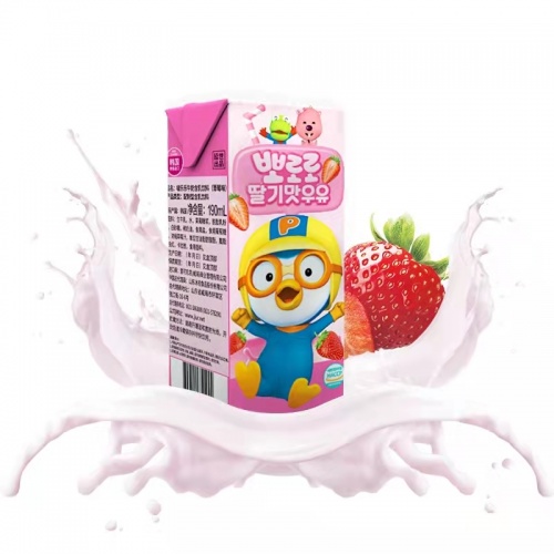 啵乐乐牛奶含乳饮料（草莓味） 190ml*24支/件