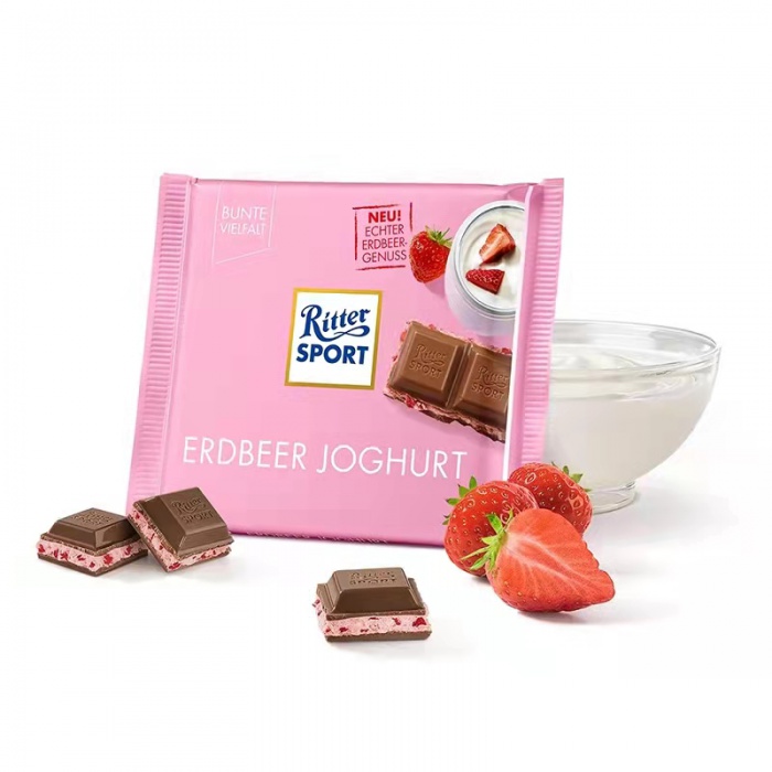 瑞特斯波德草莓酸奶味夹心牛奶巧克力100g*12块/件