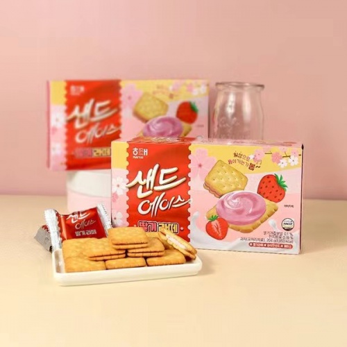海太草莓拿铁味夹心饼干204g*12盒/件