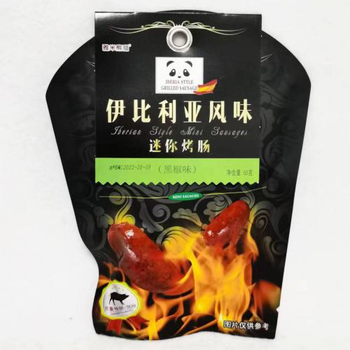 雅米熊猫伊比利亚风味迷你烤肠（黑椒味）65g*24袋/件