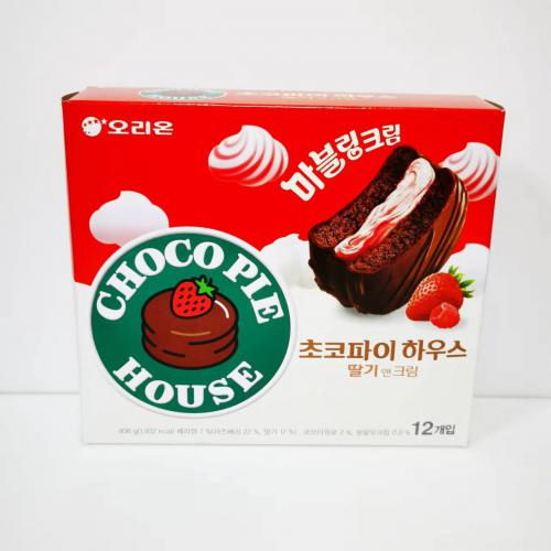 好丽友ORION情草莓奶油巧克力味派（糕点）408g*8盒/件